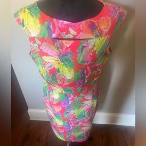 Tahari Coral floral midi dress